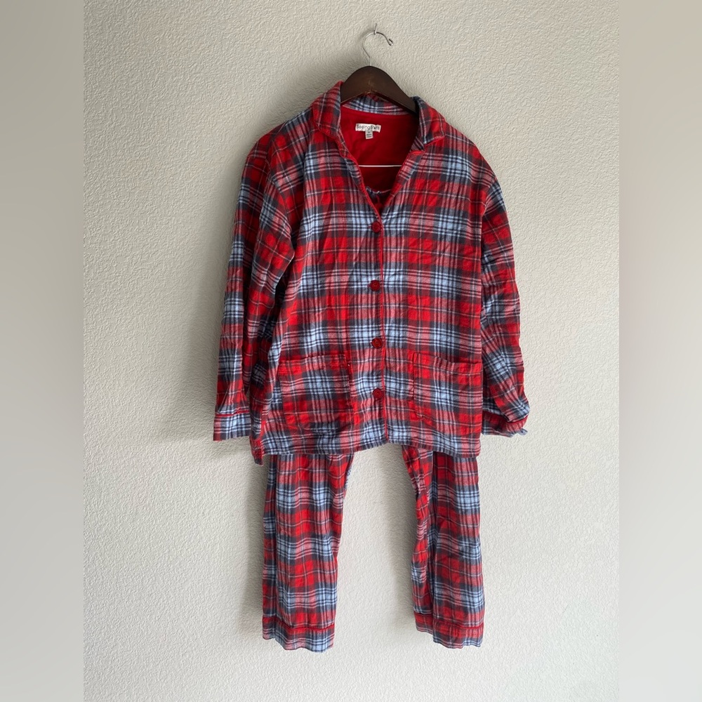 Red and Light Blue Flannel Pajama Set